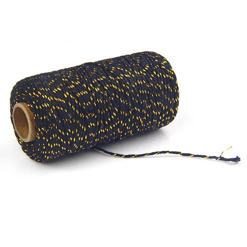 100 M Black and Gold String,Black Christmas Cotton Twine